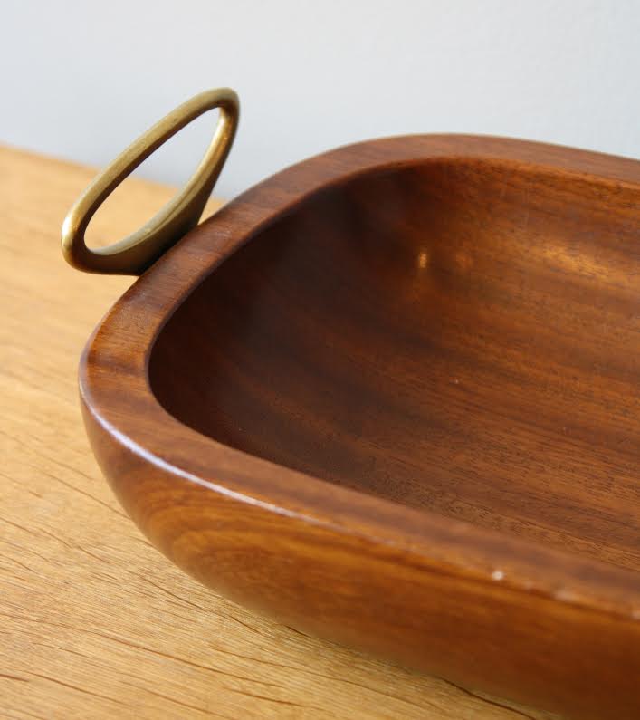 Teak Tray with Solid Brass Handles Carl Auböck - Image 4