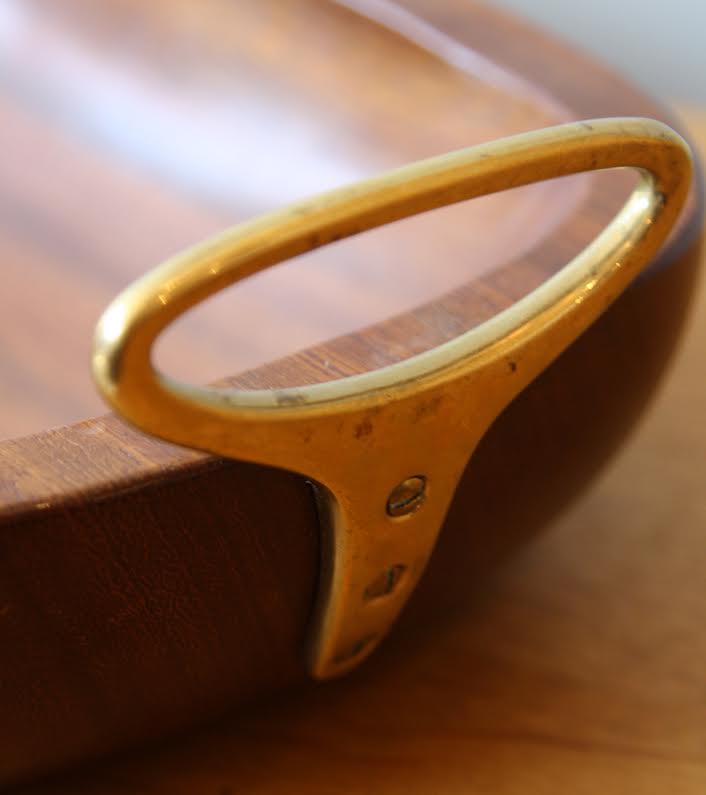 Teak Tray with Brass Handles by Austrian Modernist Carl Auböck - Image 7