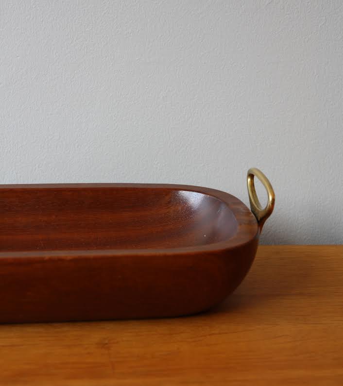 European Modernism, Teak Tray with Brass Handles Carl Auböck - Image 8