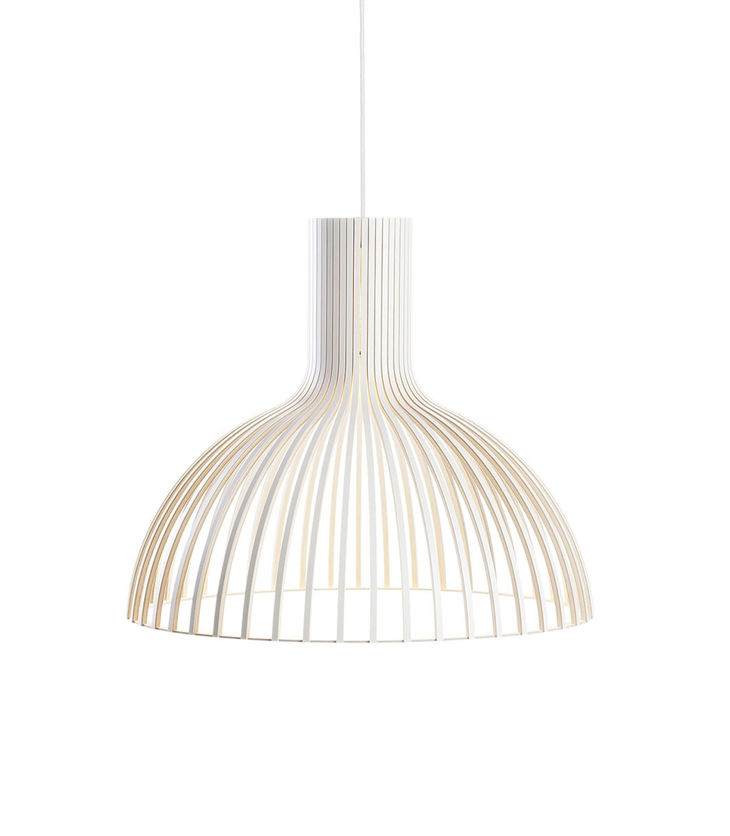 Victo 4250 White wooden pendant Secto Design handmade contemporary lighting sustainable lights Seppo Koho 