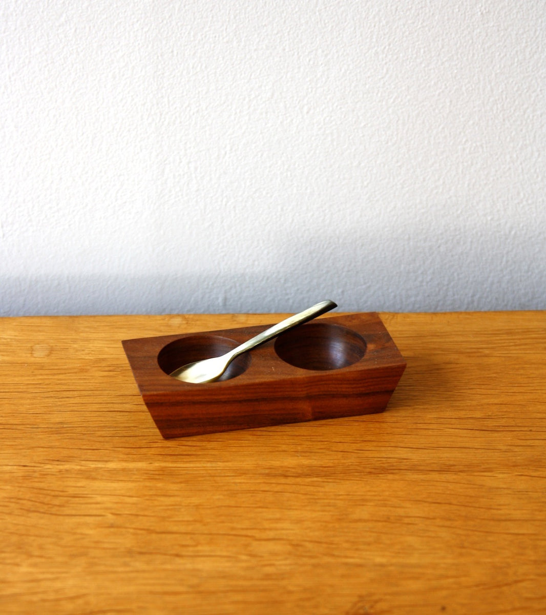 Walnut Double Eggcup with a Horn Spoon  Carl Auböck - Image 1