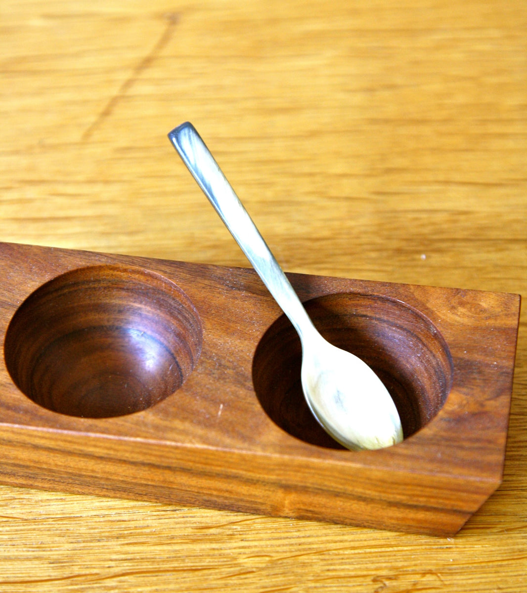 Walnut Double Eggcup with a Horn Spoon  Carl Auböck - Image 2